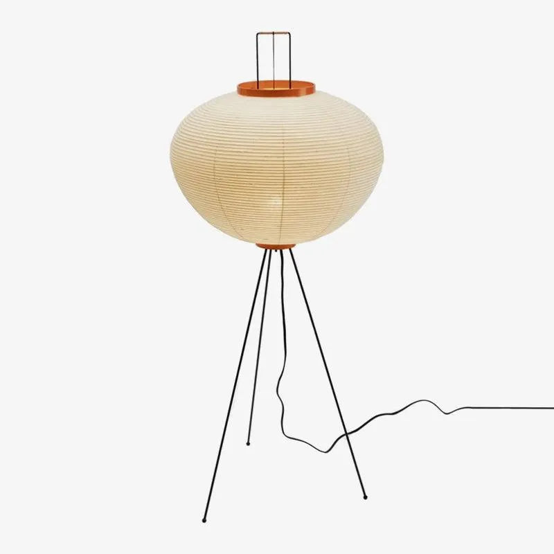 Floor Lamp with Japanese Mulberry Paper Shade and Sculptural Metal Frame