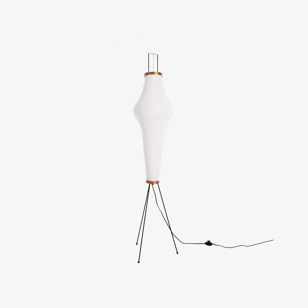 Floor Lamp with Japanese Mulberry Paper Shade and Sculptural Metal Frame