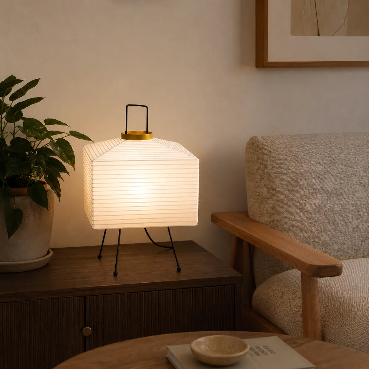 Floor Lamp with Sculptural Rice Paper Globe and Modern Minimalist Design
