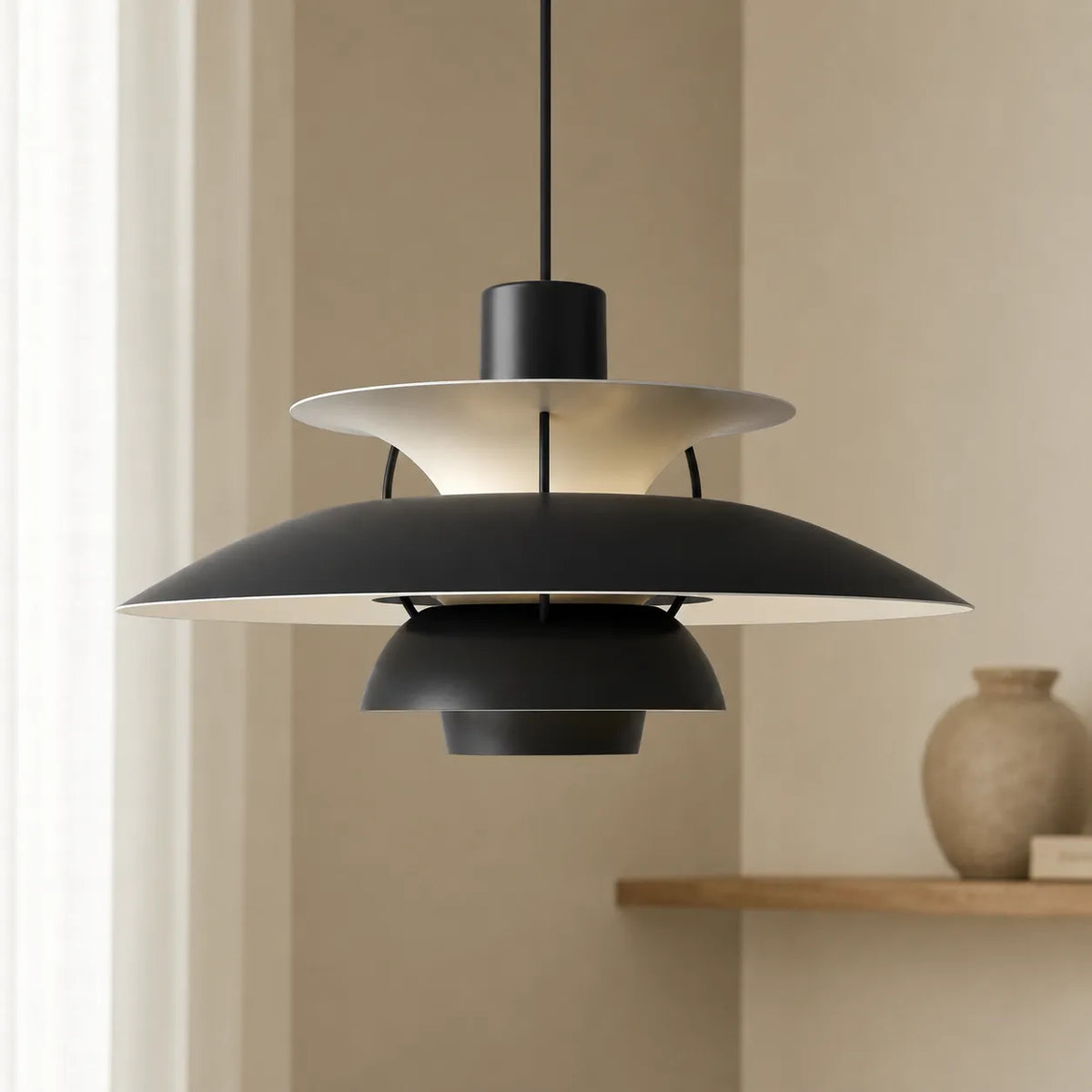 Lámpara colgante de aluminio con diseño en capas y forma nórdica escandinava