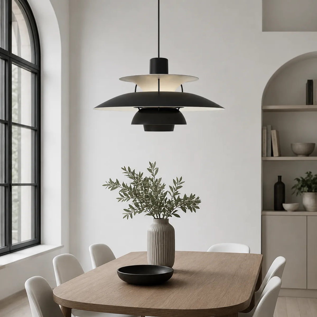 Lámpara colgante de aluminio con diseño en capas y forma nórdica escandinava
