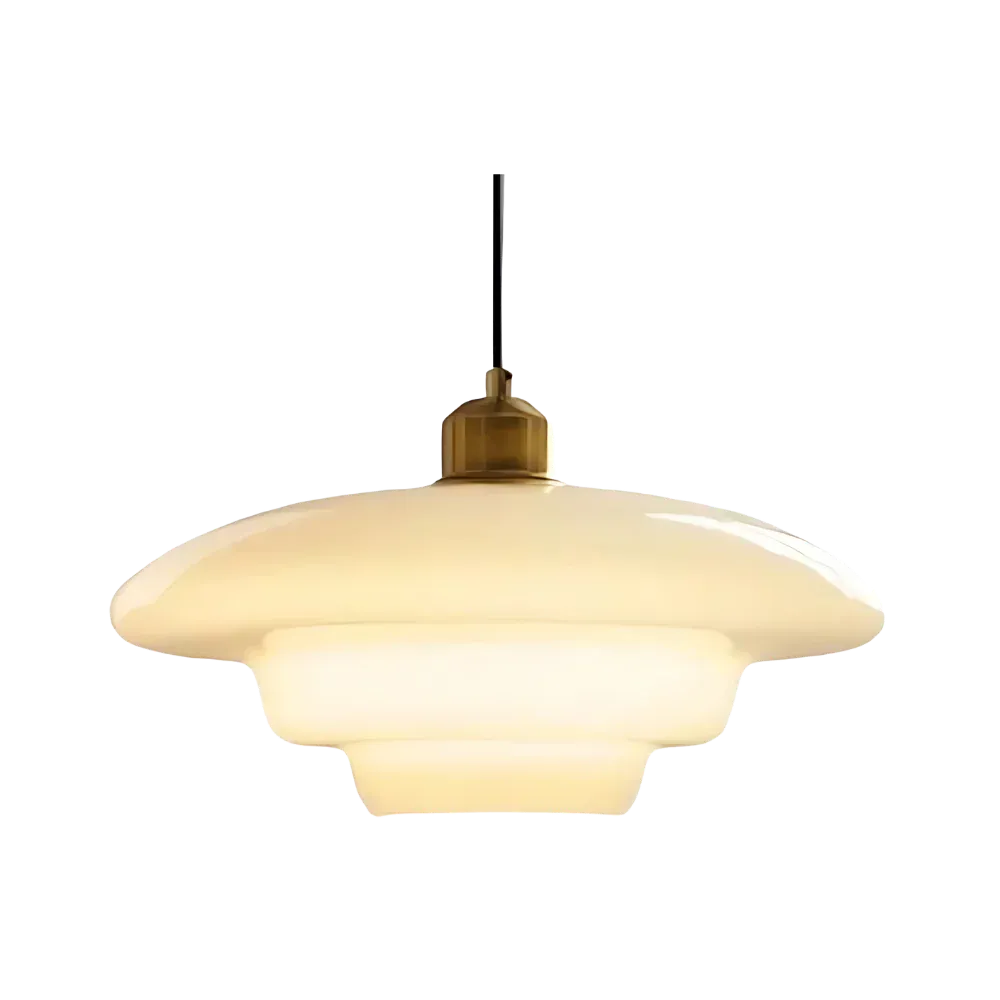 Luminaire suspendu avec verre opalin à plusieurs couches et douce lumière d’ambiance
