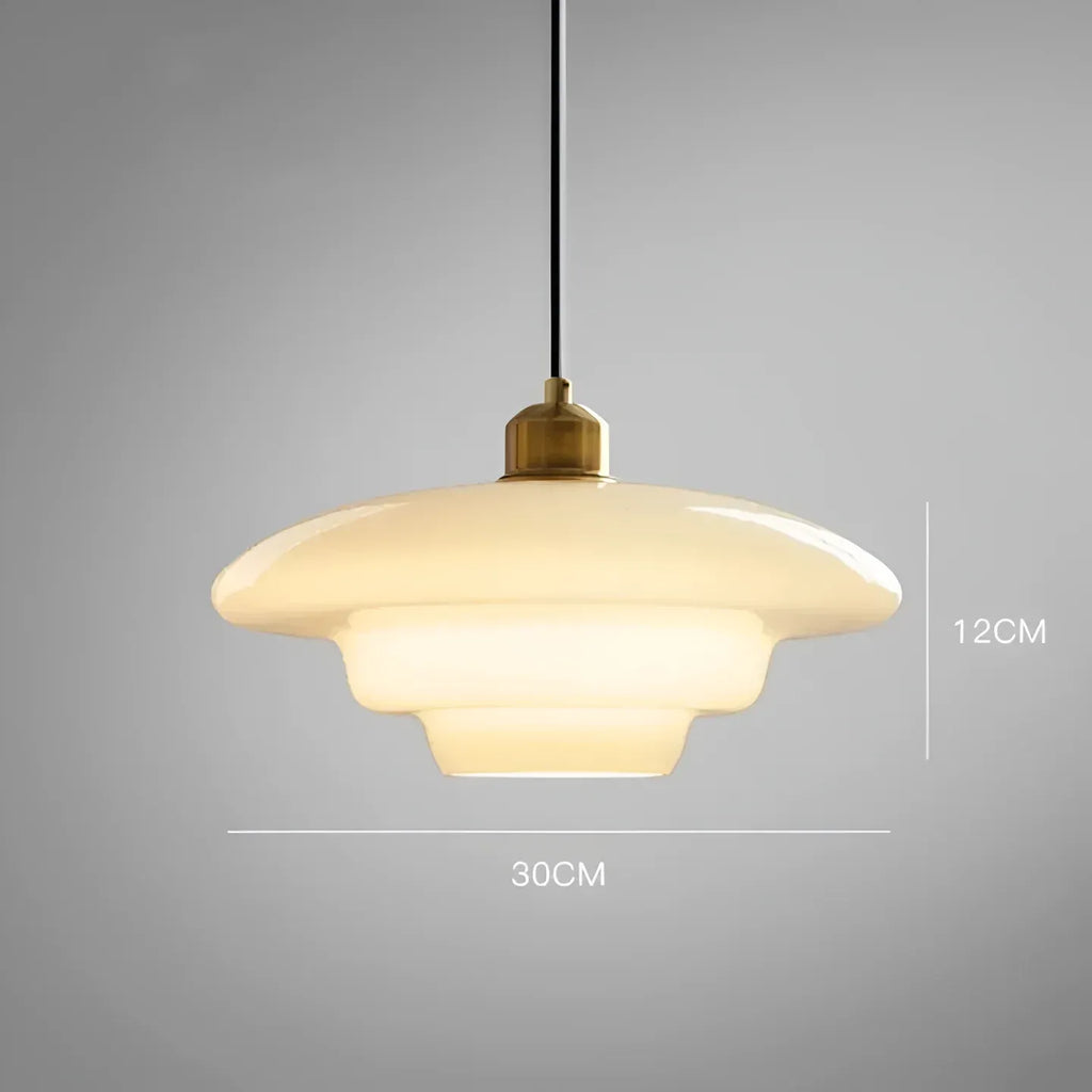 Luminaire suspendu avec verre opalin à plusieurs couches et douce lumière d’ambiance