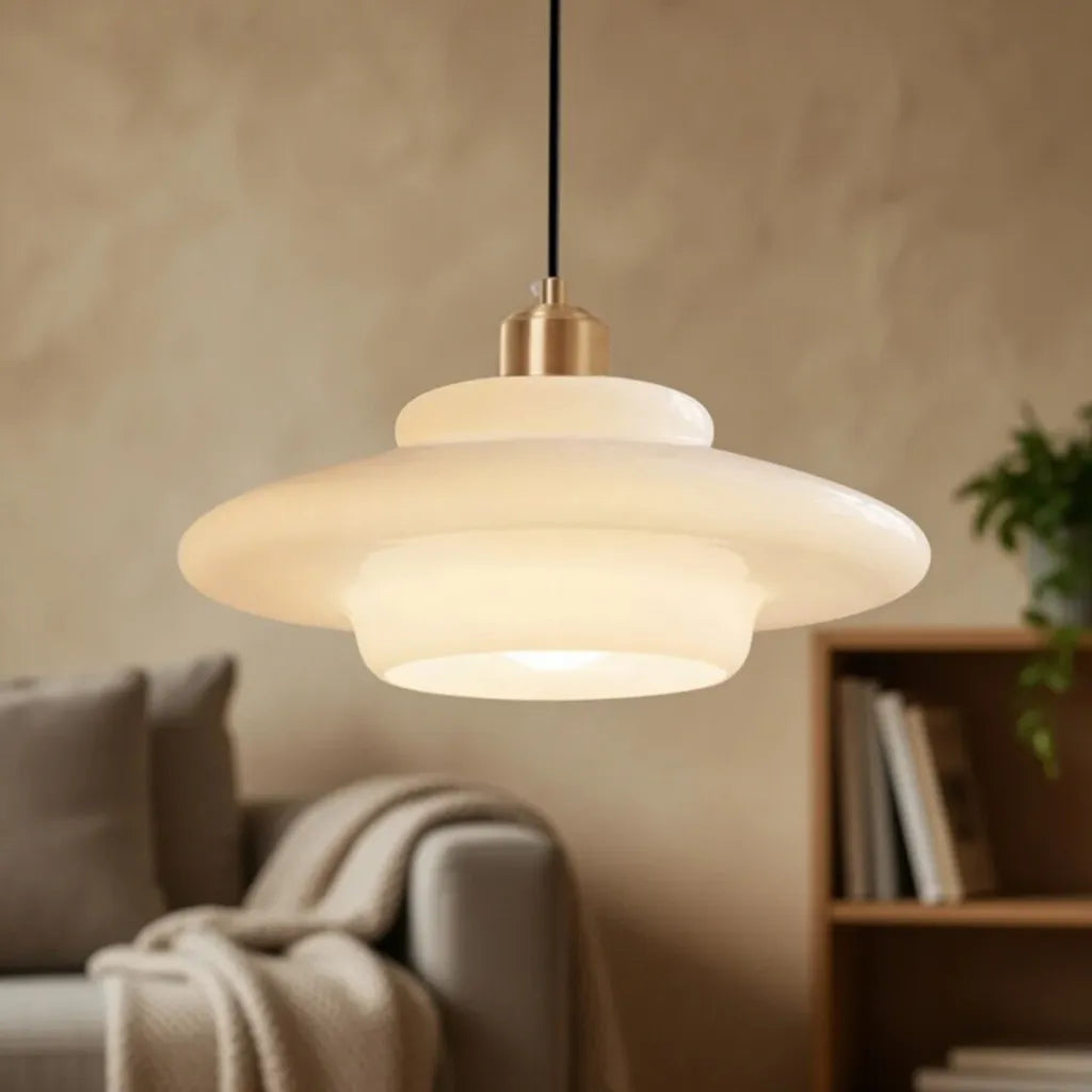 Pendant Light with Layered Opal Glass and Soft Ambient Glow