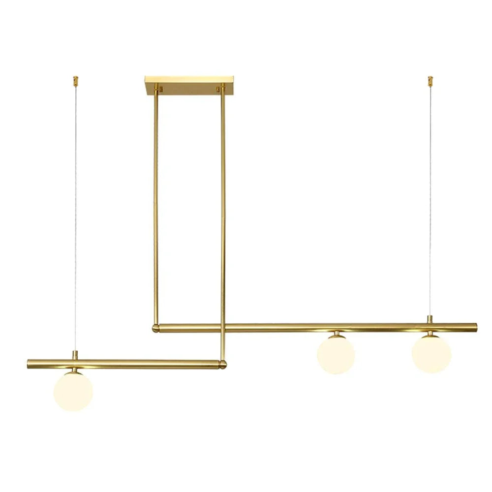 Lustre linéaire pour salle à manger avec globes en verre au design moderne du milieu du siècle