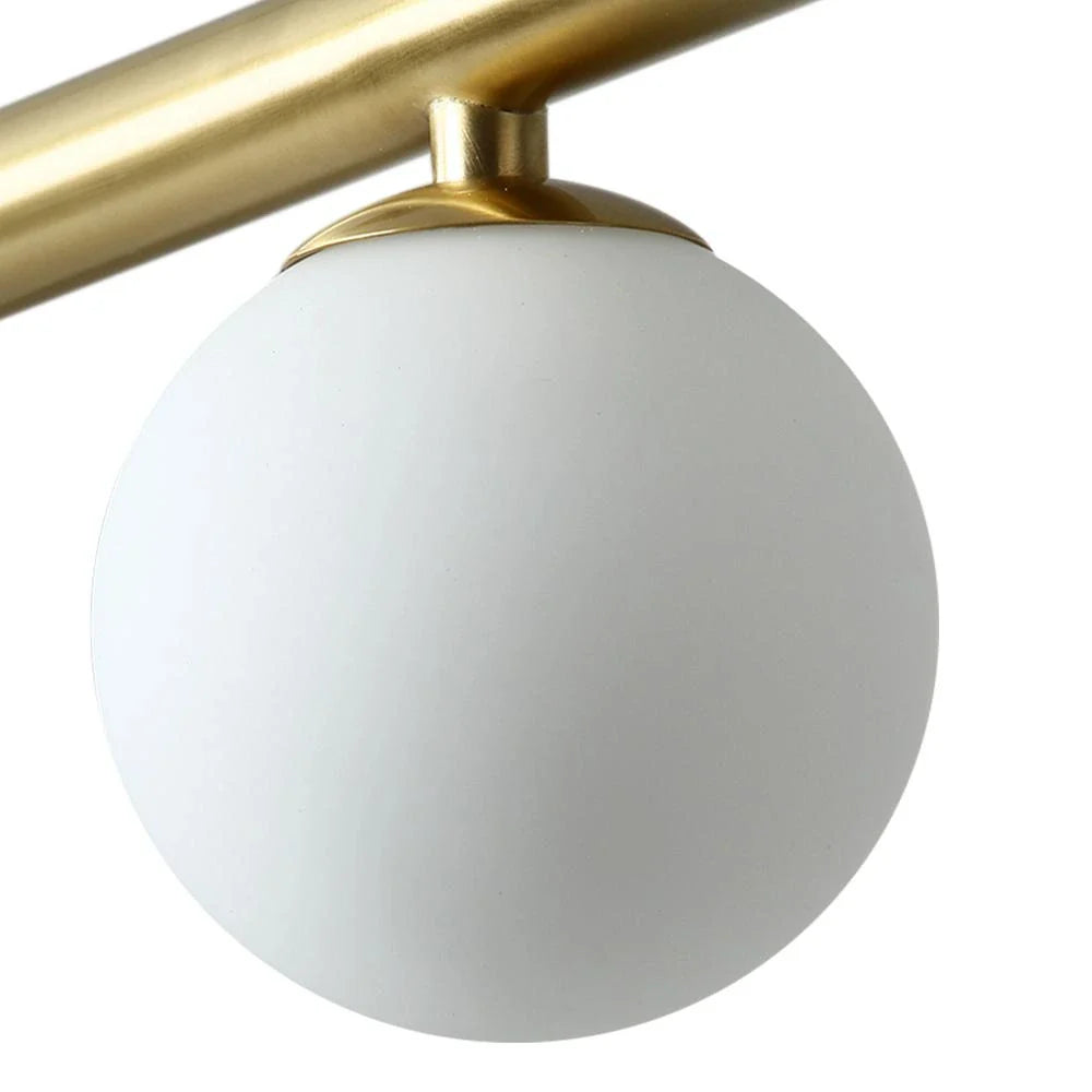 Lustre linéaire pour salle à manger avec globes en verre au design moderne du milieu du siècle