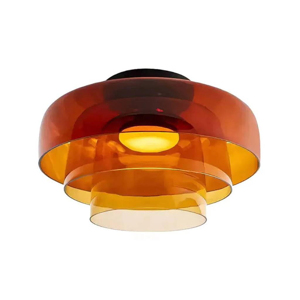 Plafonnier LED avec abat-jour en verre stratifié, style mi-siècle, pour chambre et couloir