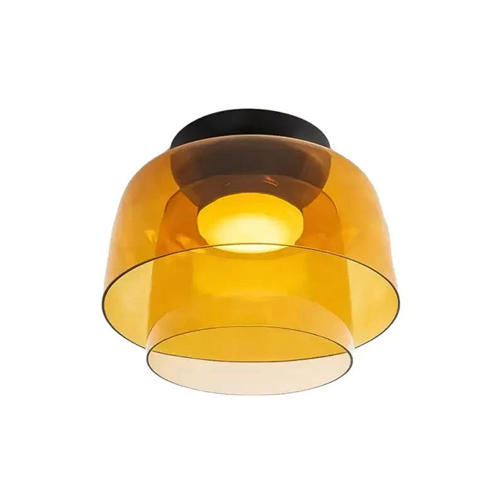 Plafonnier LED avec abat-jour en verre stratifié, style mi-siècle, pour chambre et couloir