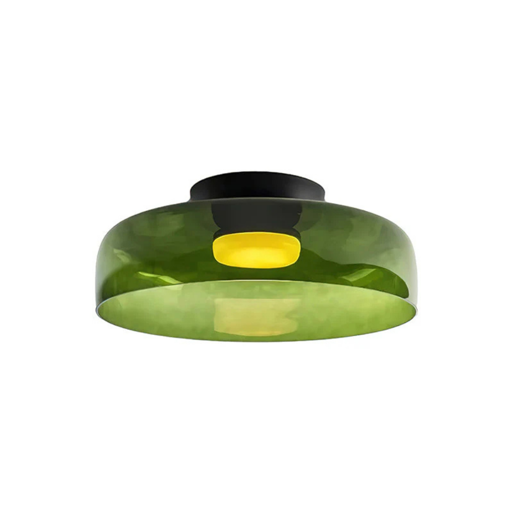 Plafonnier LED avec abat-jour en verre stratifié, style mi-siècle, pour chambre et couloir