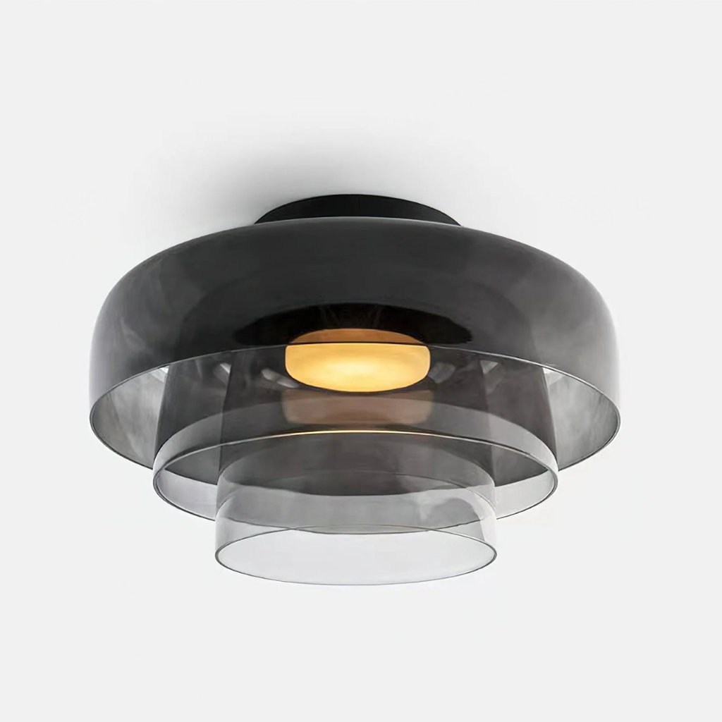 Plafonnier LED avec abat-jour en verre stratifié, style mi-siècle, pour chambre et couloir