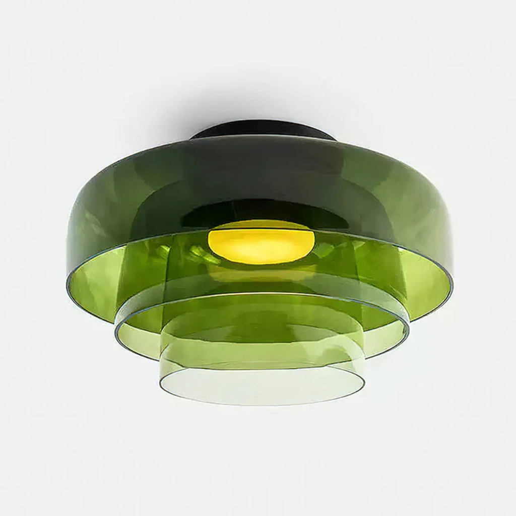 Plafonnier LED avec abat-jour en verre stratifié, style mi-siècle, pour chambre et couloir