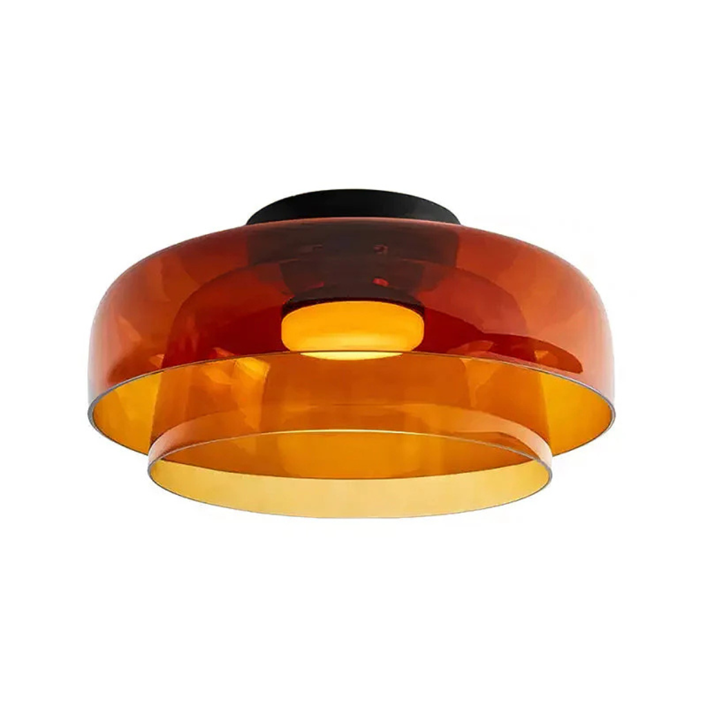 Plafonnier LED avec abat-jour en verre stratifié, style mi-siècle, pour chambre et couloir
