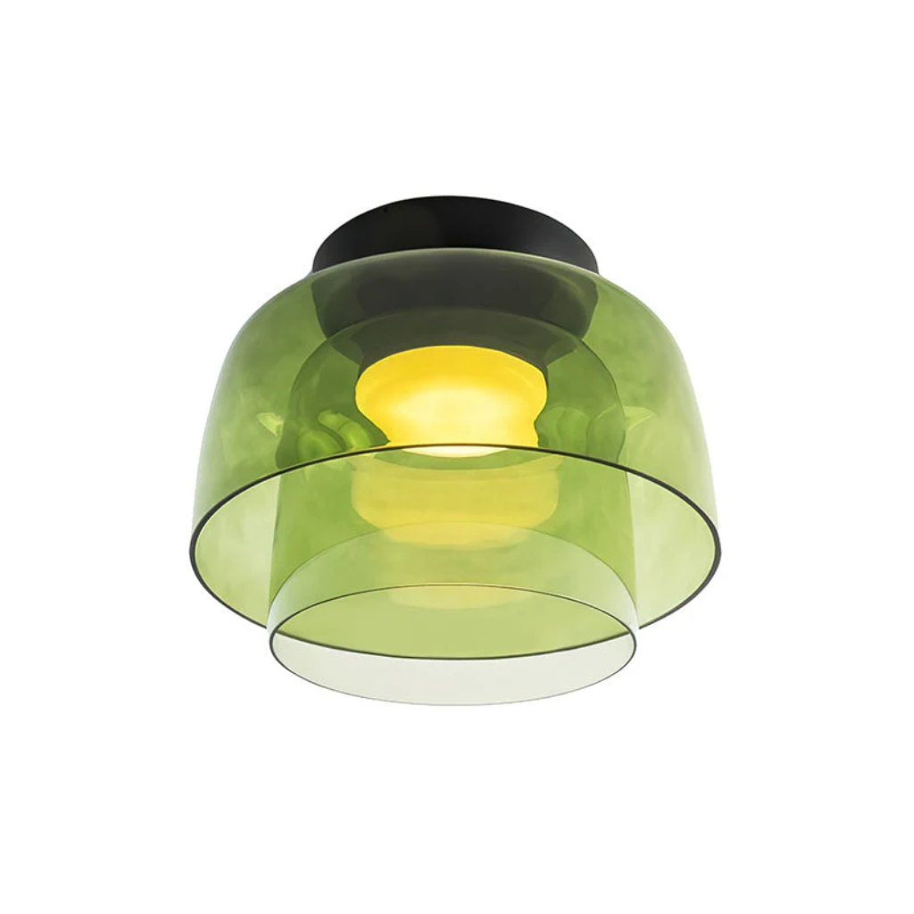 Plafonnier LED avec abat-jour en verre stratifié, style mi-siècle, pour chambre et couloir