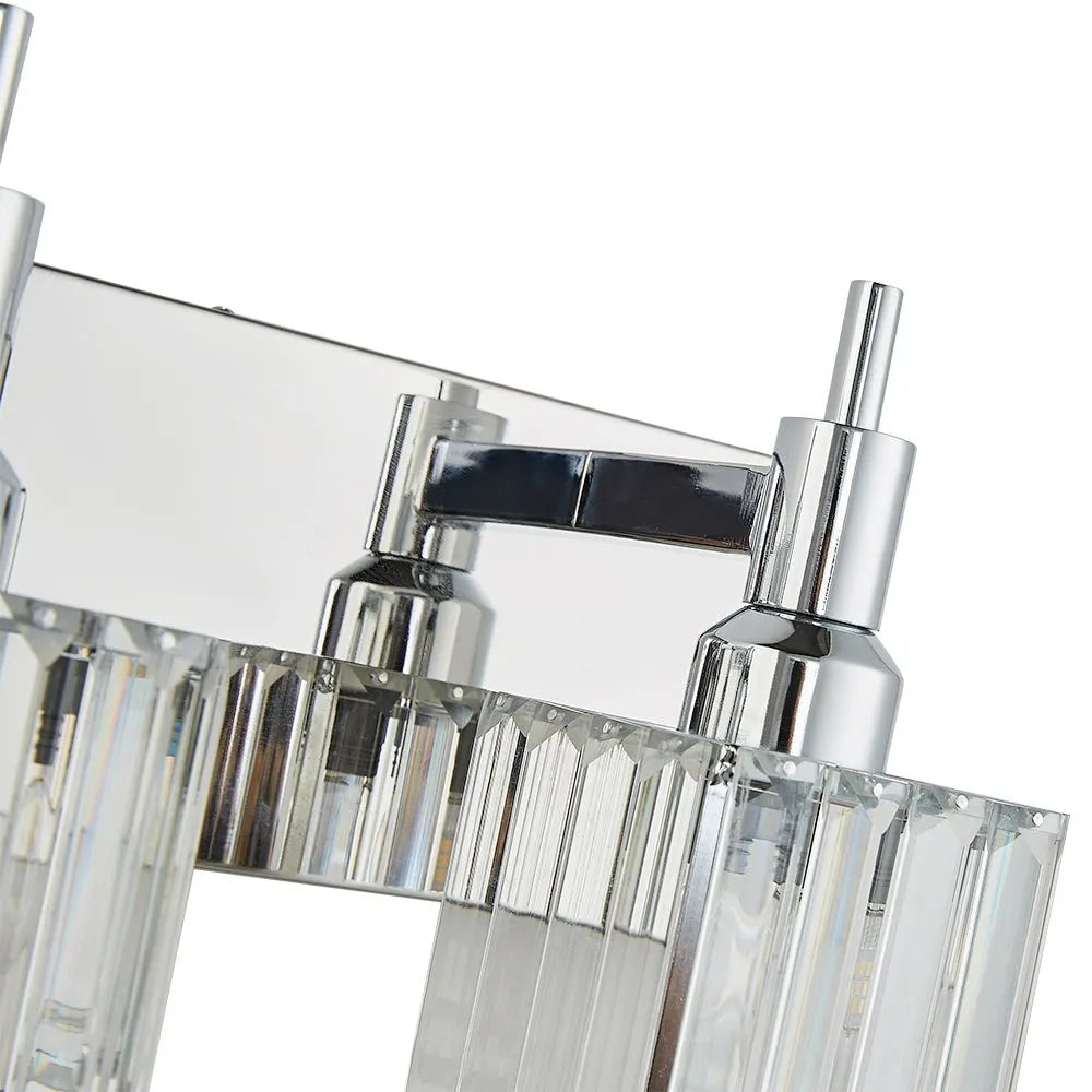 Bathroom Vanity Light Fixtures with Faceted Crystal and Metal Detail