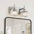 Bathroom Vanity Light Fixtures with Faceted Crystal and Metal Detail