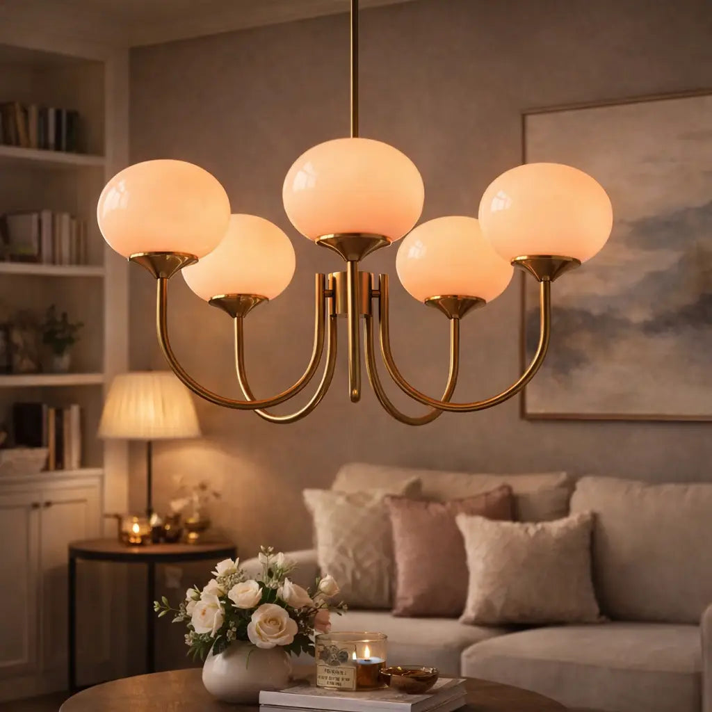 Glass Bubble Chandelier with Sculptural Blown Shades and Modern Lighting Design