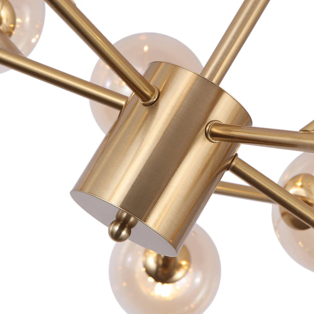 Kronleuchter im Mid-Century-Stil, Sputnik-Design mit 15 Glaskugeln und kugelförmigem Zentrum