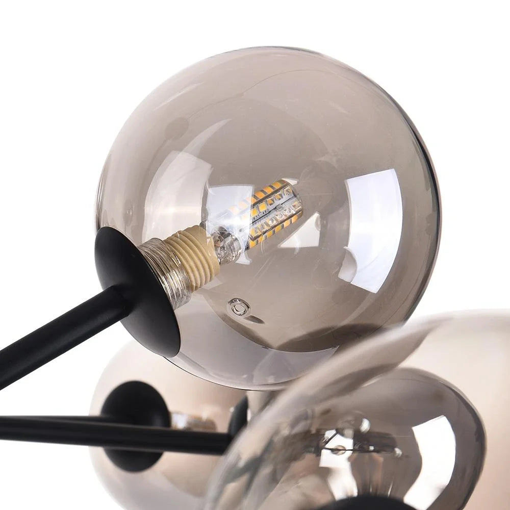 Kronleuchter im Mid-Century-Stil, Sputnik-Design mit 15 Glaskugeln und kugelförmigem Zentrum