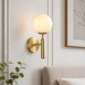 Lounge Wall Lights with Frosted Glass Globe and Mid-Century Metal Arm