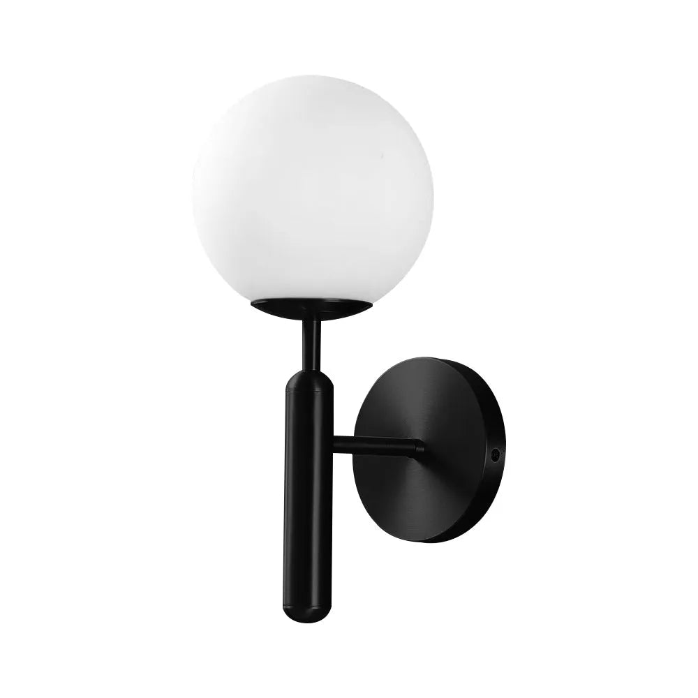 Lounge Wall Lights with Frosted Glass Globe and Mid-Century Metal Arm