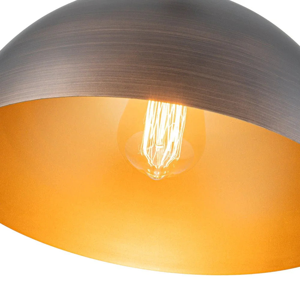 Suspension Vivian mi-siècle industrielle en métal, forme dôme