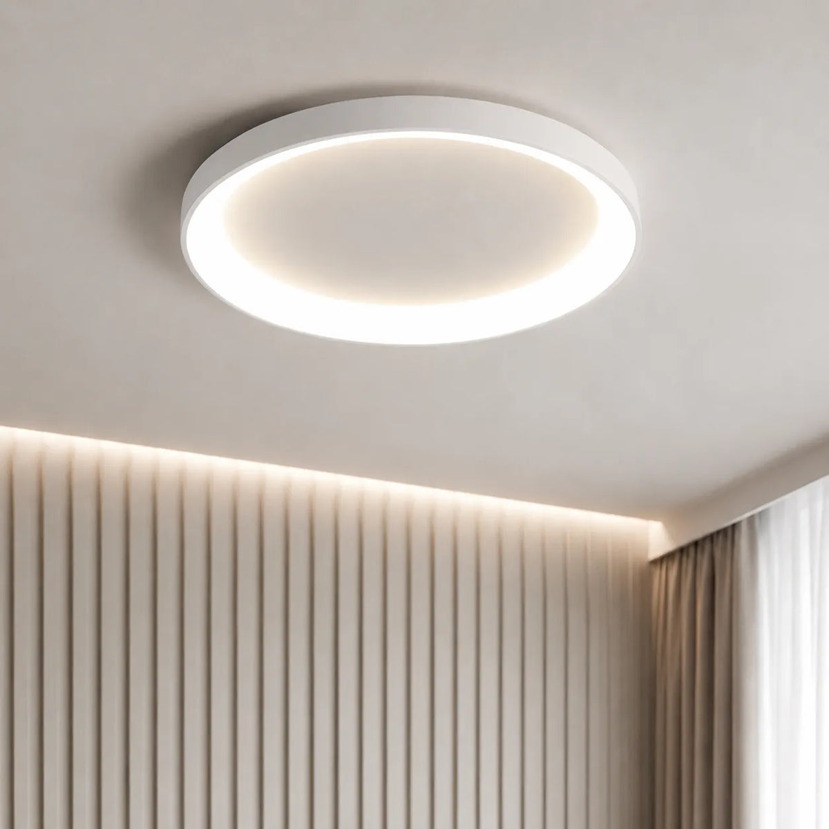 Plafonnier LED extra-plat à motif d’anneau pour chambre et salle à manger