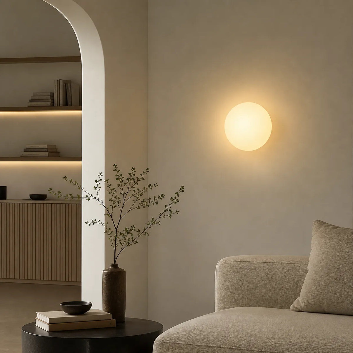 Appliques murales pour salon avec globe en verre dépoli et éclairage d’ambiance doux
