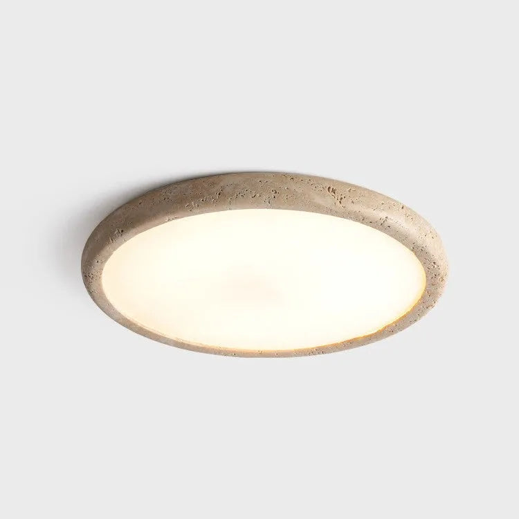 Plafonnier extra-plat rond en travertin pour cuisine, chambre et salon