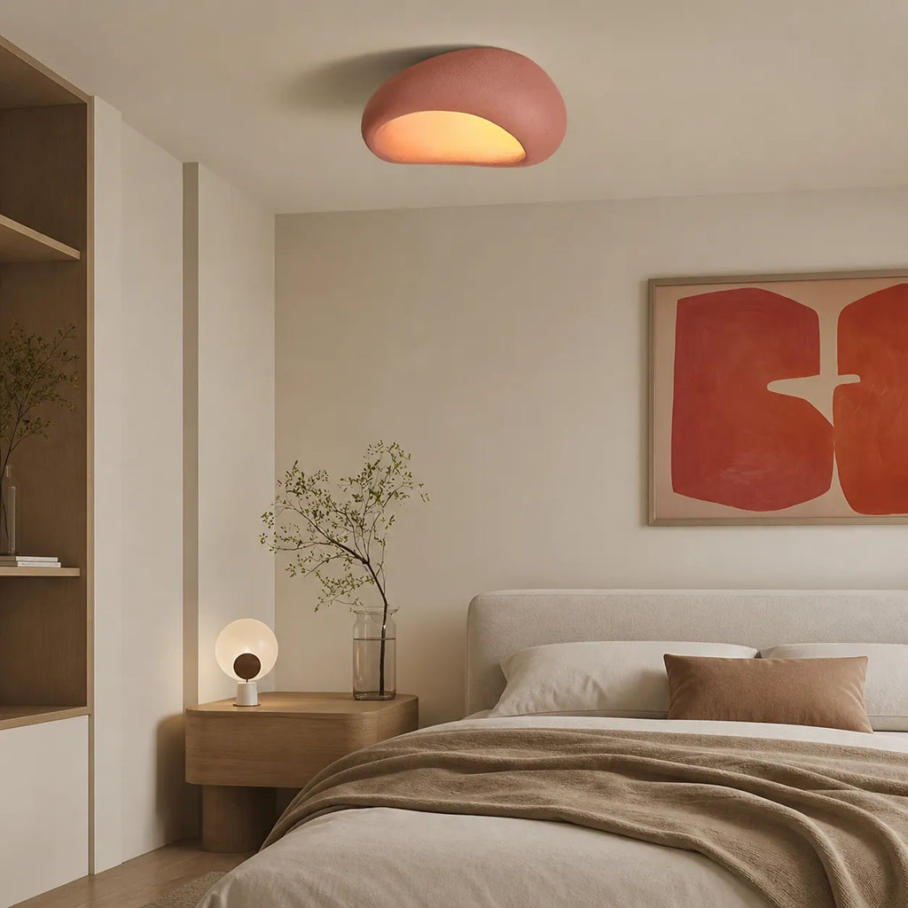 Oyster Light with Organic Textured Design Flush Mount Ceiling Light for Bedrooms and Living Rooms