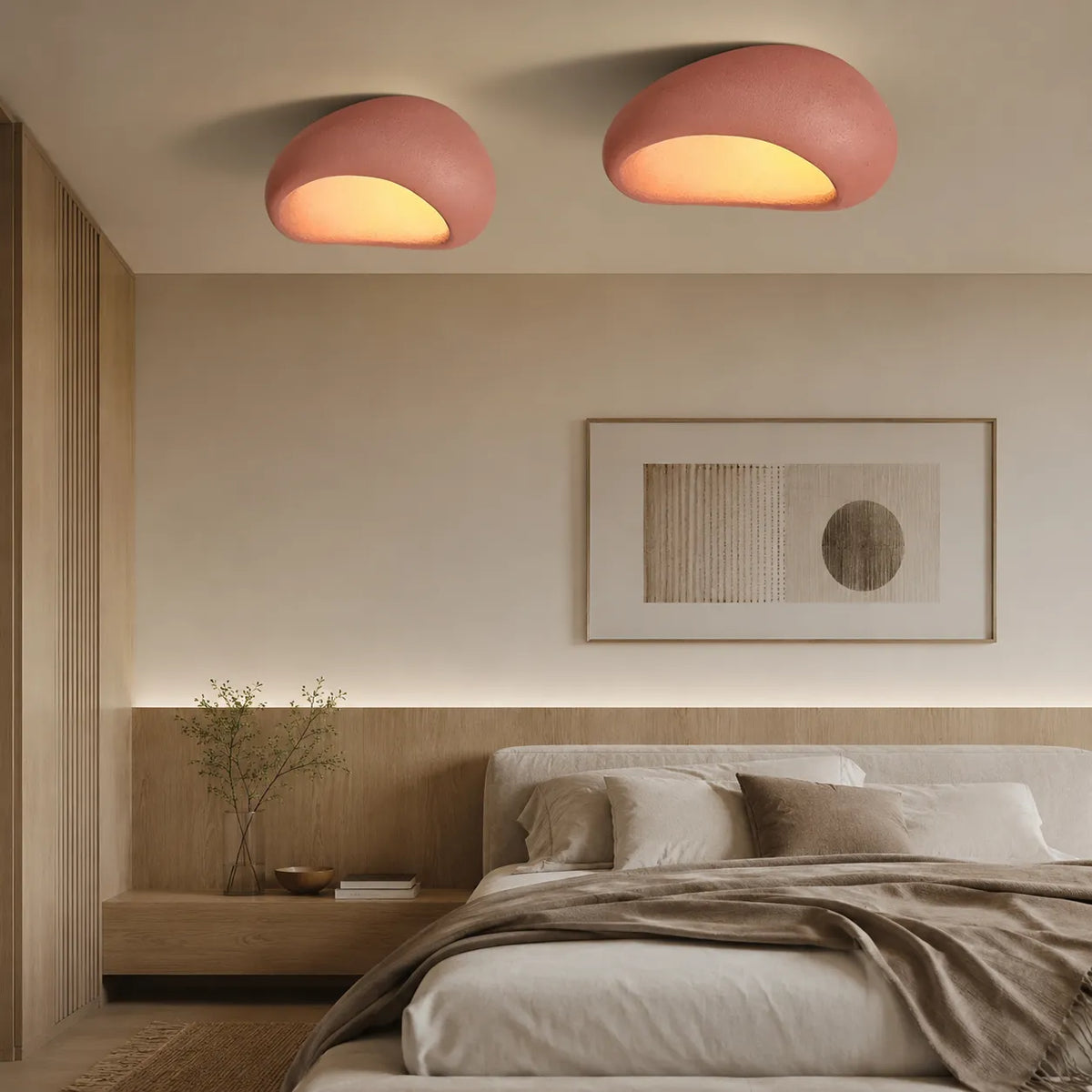Oyster Light with Organic Textured Design Flush Mount Ceiling Light for Bedrooms and Living Rooms