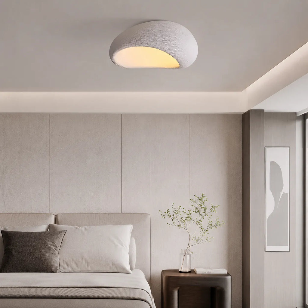 Oyster Light with Organic Textured Design Flush Mount Ceiling Light for Bedrooms and Living Rooms