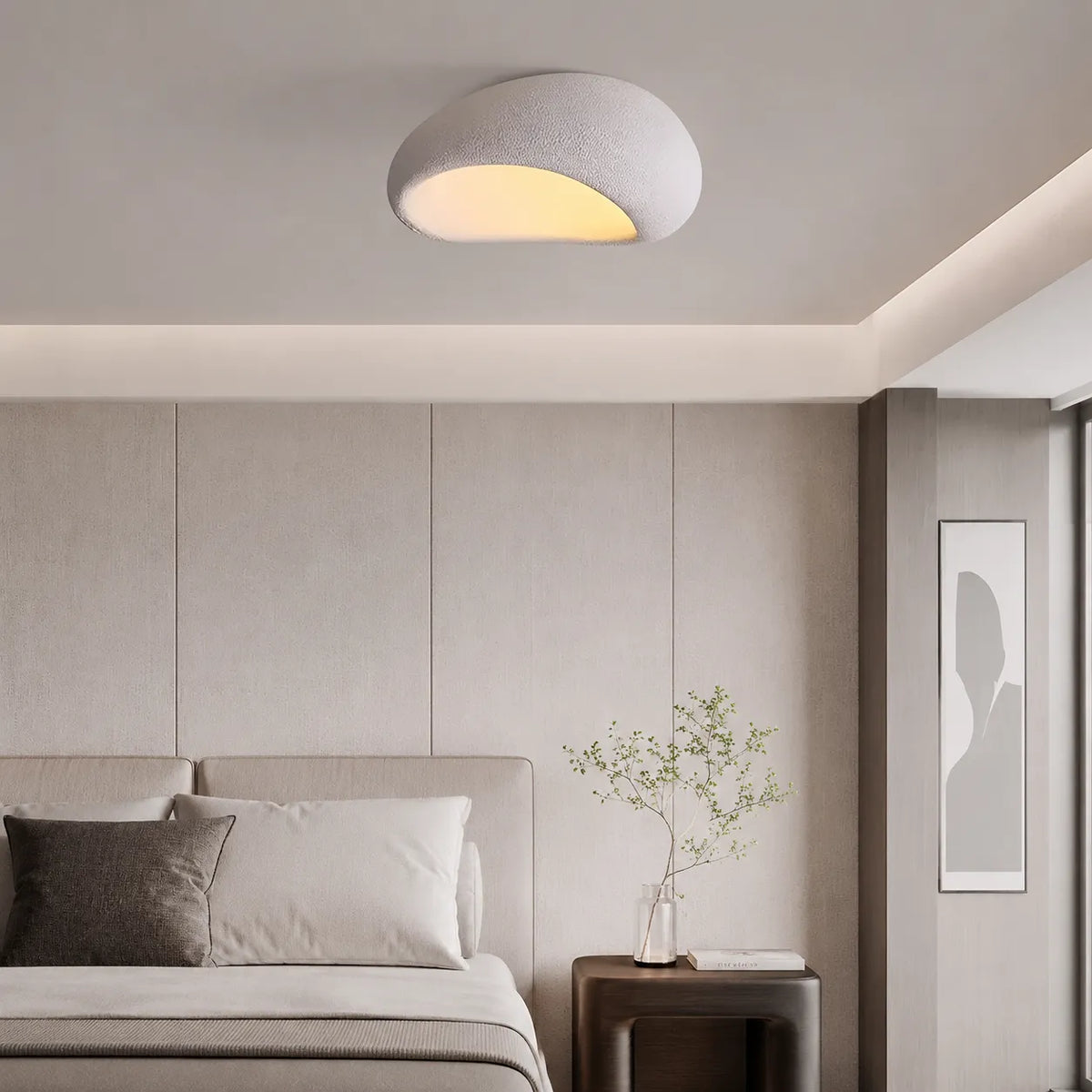 Oyster Light with Organic Textured Design Flush Mount Ceiling Light for Bedrooms and Living Rooms