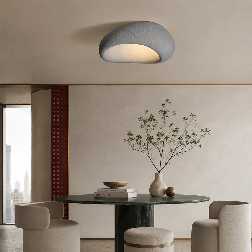 Oyster Light with Organic Textured Design Flush Mount Ceiling Light for Bedrooms and Living Rooms