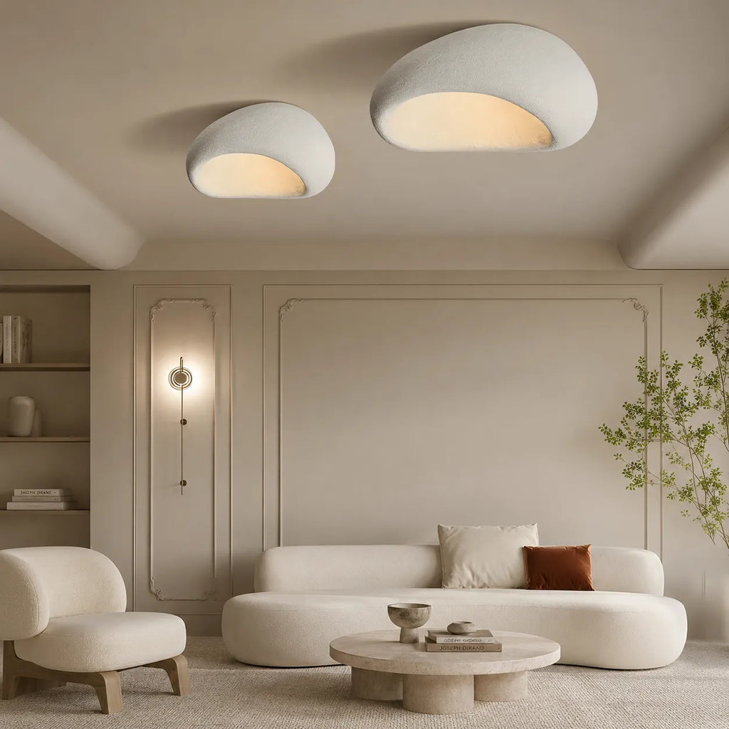 Oyster Light with Organic Textured Design Flush Mount Ceiling Light for Bedrooms and Living Rooms