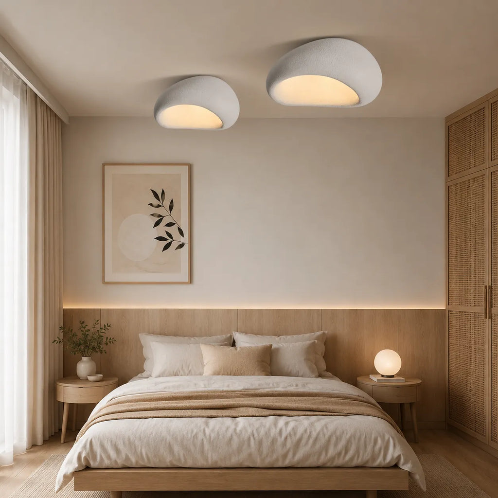 Oyster Light with Organic Textured Design Flush Mount Ceiling Light for Bedrooms and Living Rooms