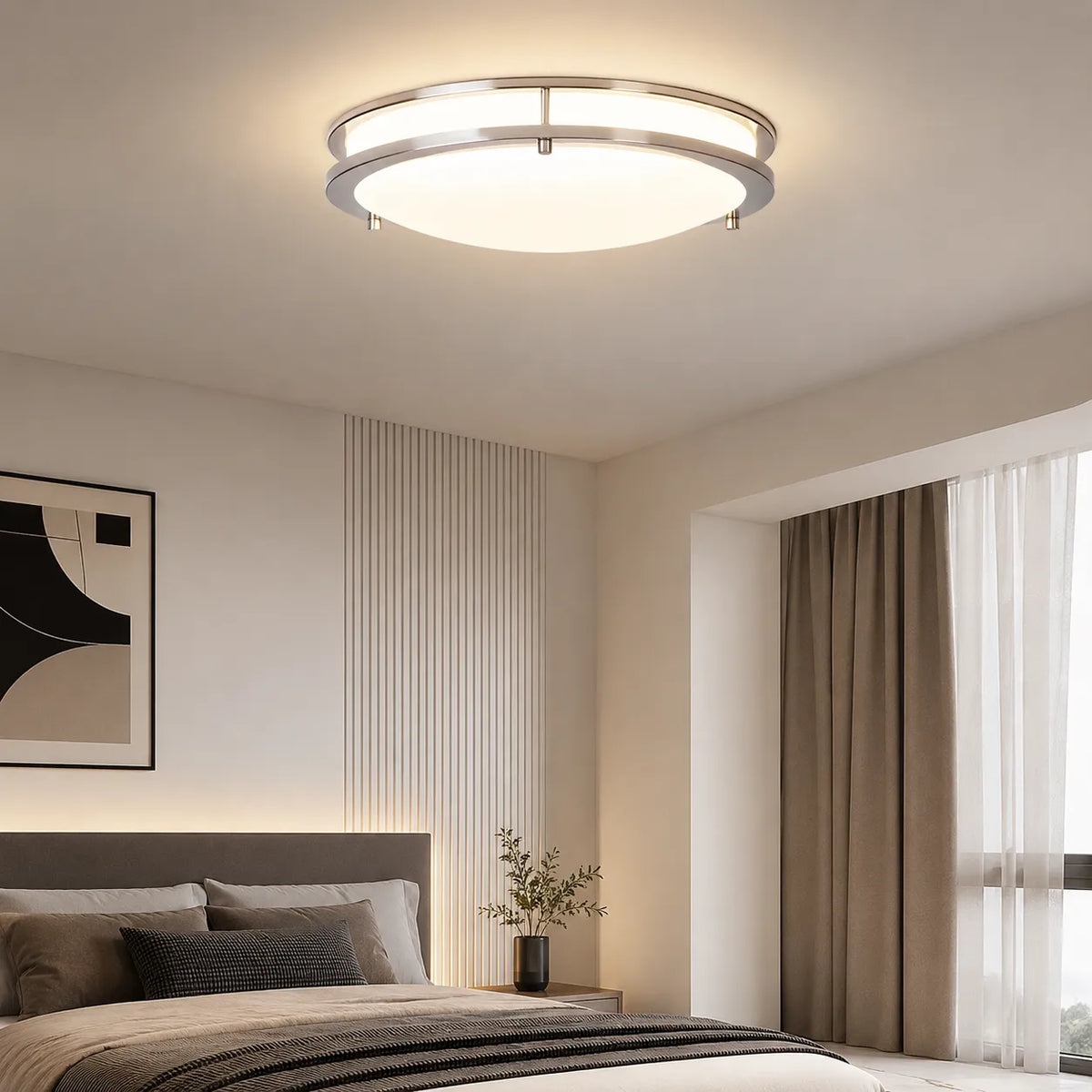 Plafonnier LED moderne en verre en forme de coupe, à intensité variable, Nessa
