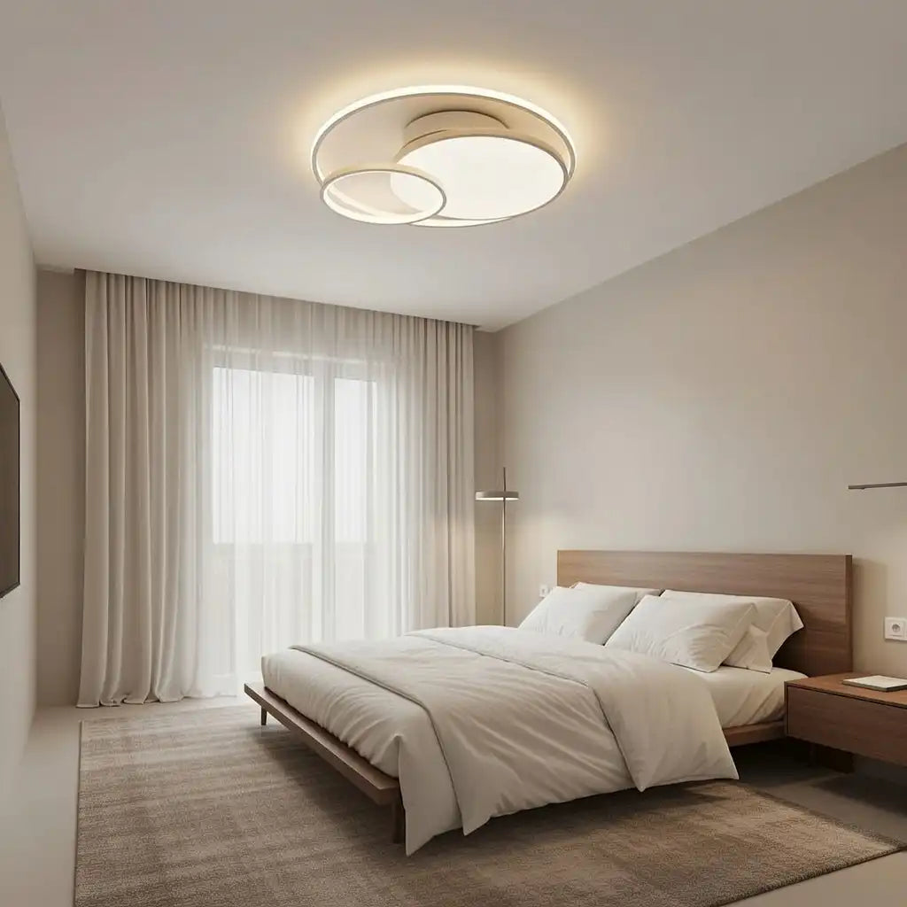 LED Oyster Light with Double Ring Design Flush Mount Ceiling Light for Bedroom Hallway Kitchen