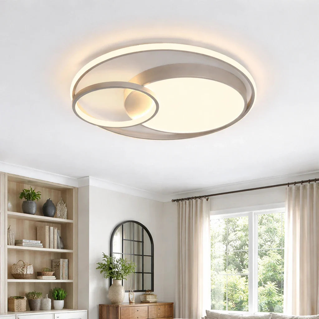 LED Oyster Light with Double Ring Design Flush Mount Ceiling Light for Bedroom Hallway Kitchen