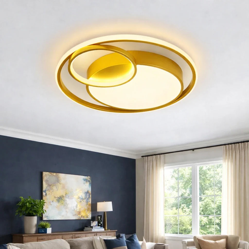 Plafoniera LED a conchiglia con design a doppio anello, aderente al soffitto, per camera da letto, corridoio e cucina