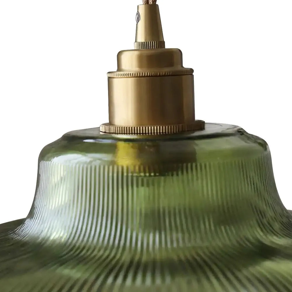 Kitchen Island Pendant Light with Ribbed Glass Dome Shade and Wide Silhouette for Dining Room