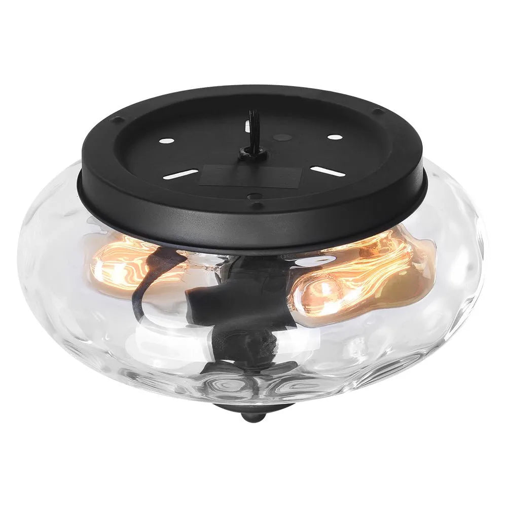 Plafoniera a filo soffitto a 2 luci con diffusore in vetro ondulato, per cucina e camere da letto