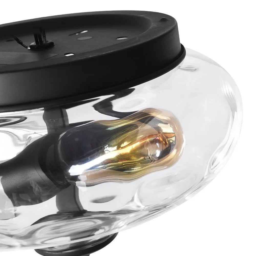 Plafoniera a filo soffitto a 2 luci con diffusore in vetro ondulato, per cucina e camere da letto
