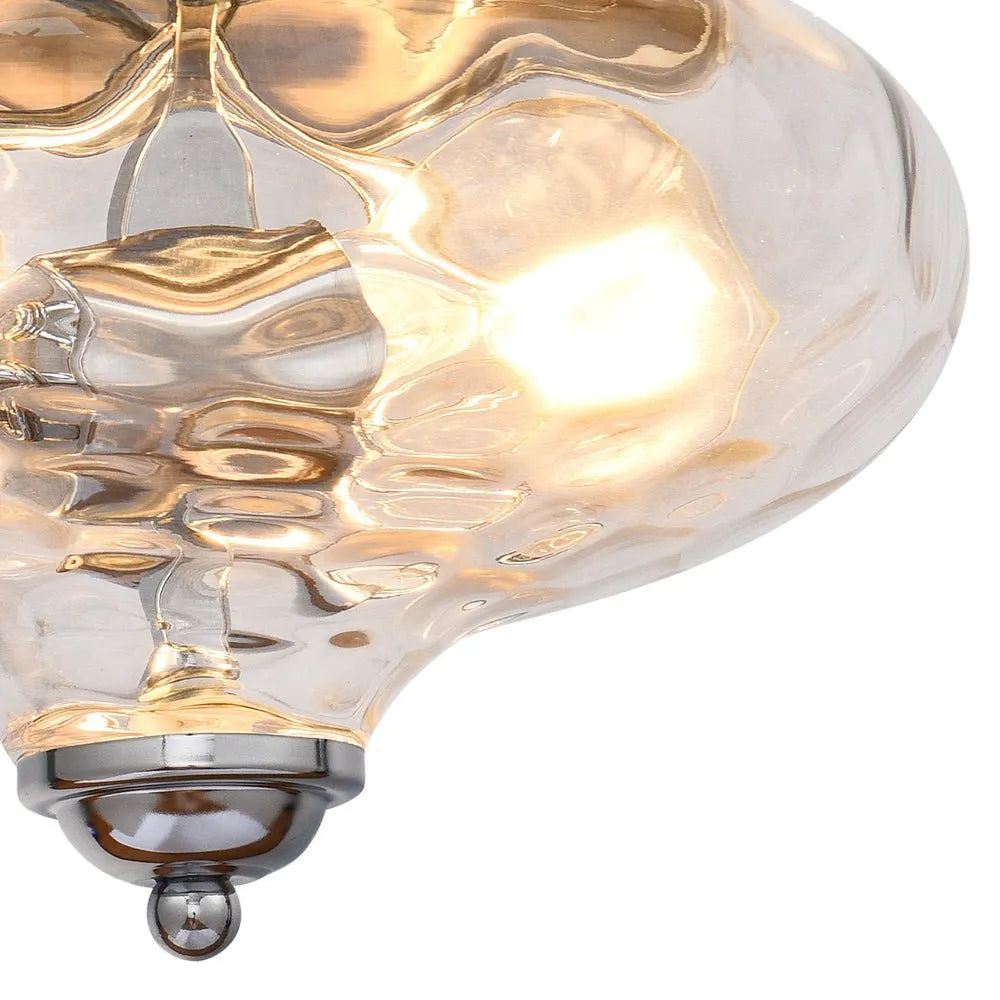 Plafoniera a filo soffitto a 2 luci con diffusore in vetro ondulato, per cucina e camere da letto