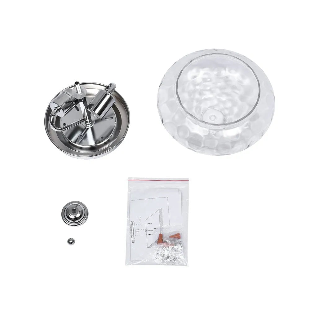 Plafoniera a filo soffitto a 2 luci con diffusore in vetro ondulato, per cucina e camere da letto