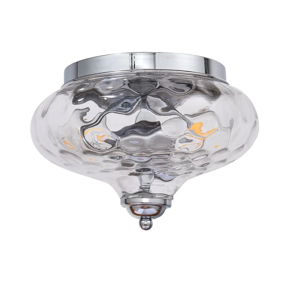 Plafoniera a filo soffitto a 2 luci con diffusore in vetro ondulato, per cucina e camere da letto