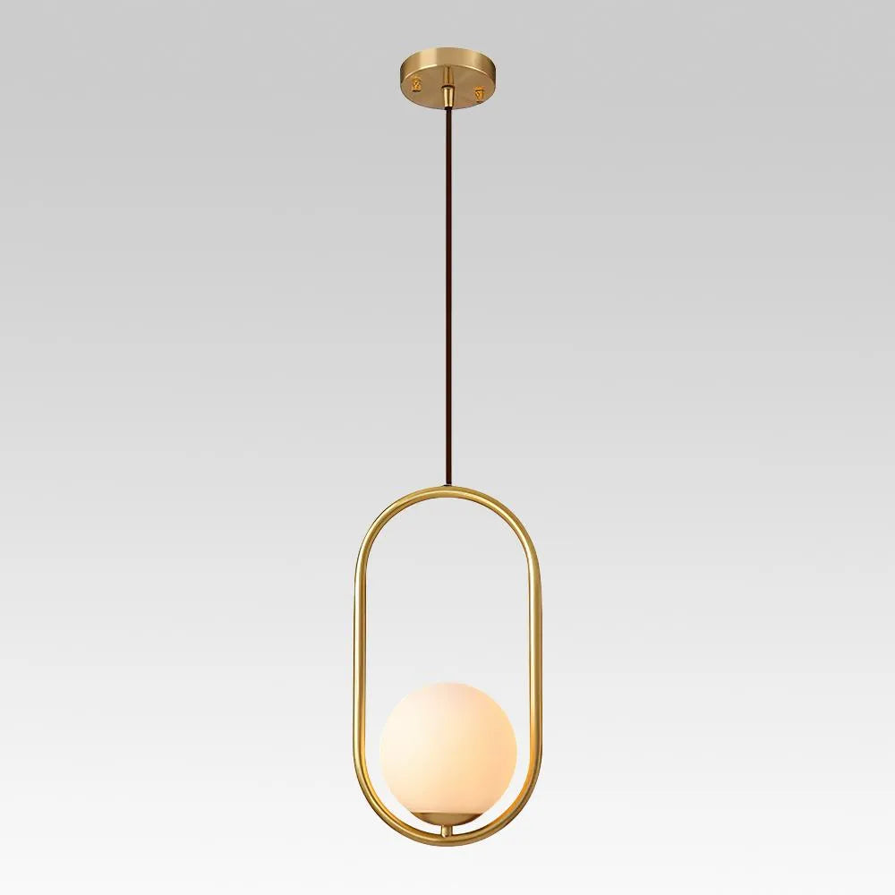 Pendant Light with Milky Glass Globe and Metal Frame for Modern Dining Room Lighting