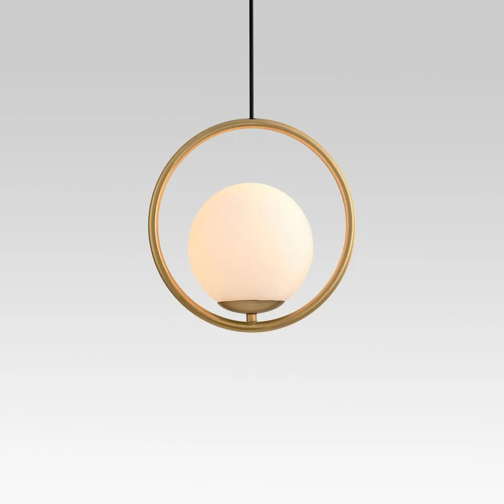 Pendant Light with Milky Glass Globe and Metal Frame for Modern Dining Room Lighting