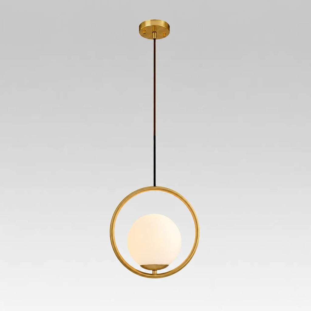Pendant Light with Milky Glass Globe and Metal Frame for Modern Dining Room Lighting