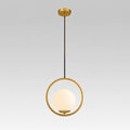 Pendant Light with Milky Glass Globe and Metal Frame for Modern Dining Room Lighting