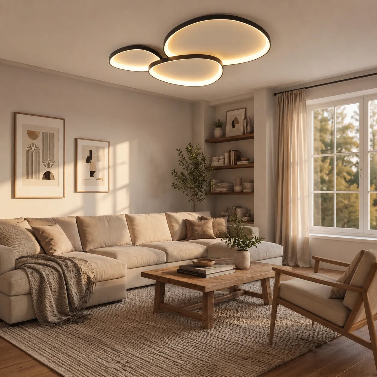 Plafonnier LED à anneau flottant moderne, pour la chambre, la salle à manger ou le salon